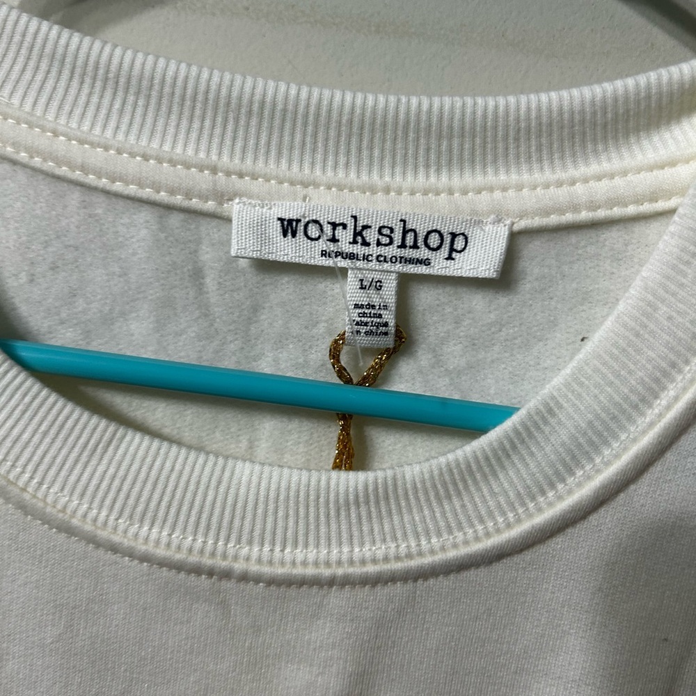 Workshop Republic Clothing  off white Cream Teddy Bear Sweatshirt - Picture 3 of 6